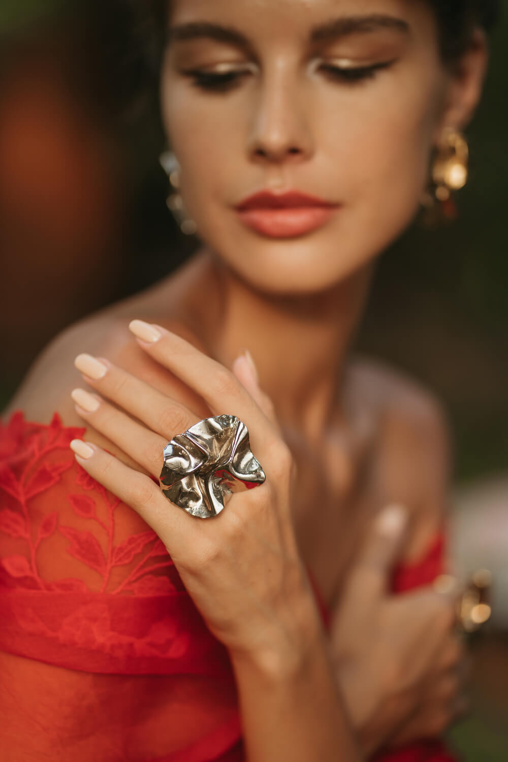 Coral Floral Ring
