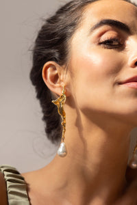 Goldleaf & Baroque Pearl Earrings