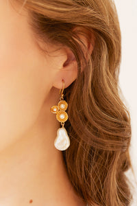 Ivory gold collection keshi pearl barncle earrings  studio metallurgy