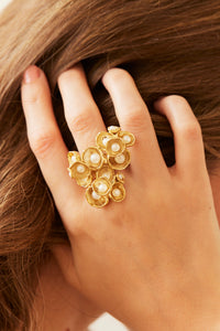 Studio Metallurgy Pearl Cluster Ring Ivory & Gold Collection