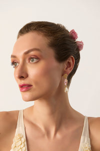 Quartz Bird & Pearl Earrings
