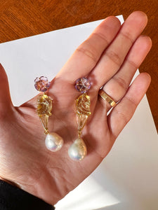 Florals & Pearl Drop Earrings