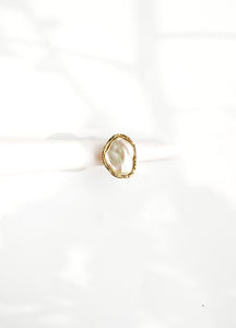 Brass & Baroque Pearl Inlay Ring // 05