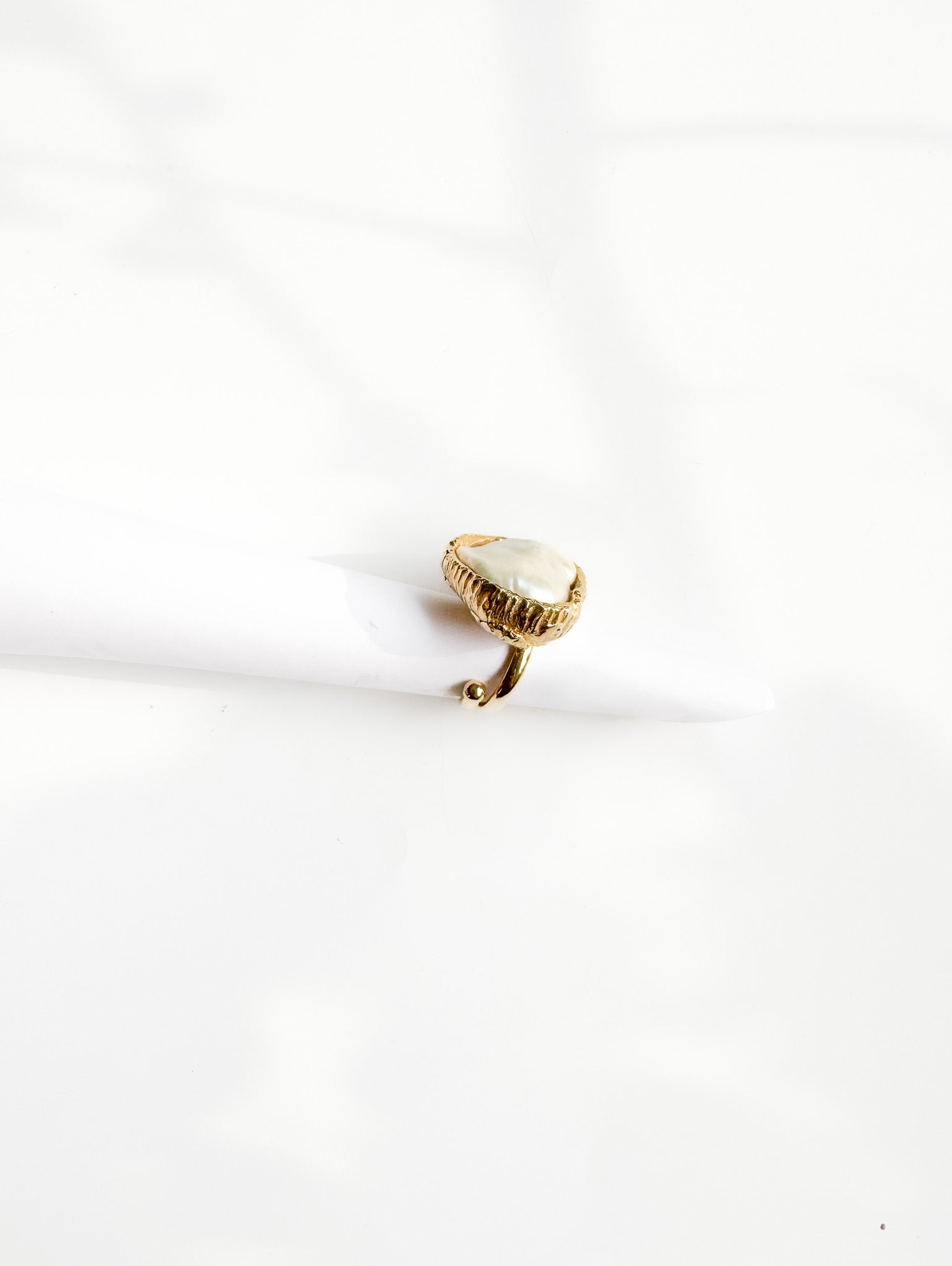 Brass & Baroque Pearl Inlay Ring // 05