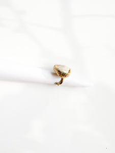 Brass & Baroque Pearl Inlay Ring // 05