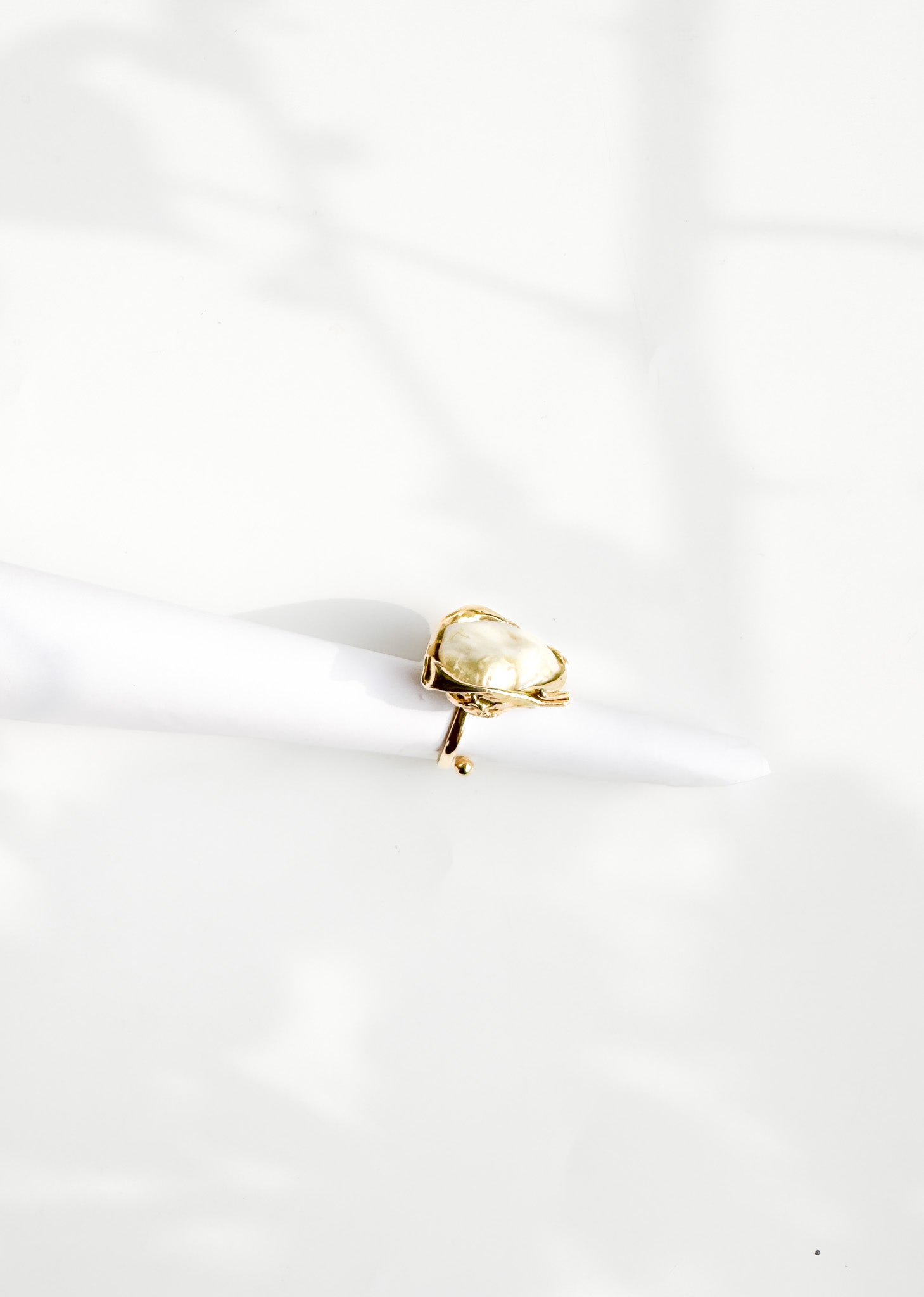 Brass & Baroque Pearl Inlay Ring // 06