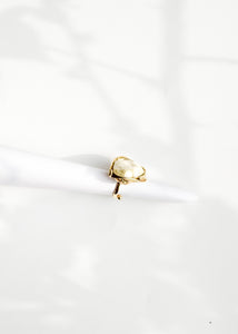 Brass & Baroque Pearl Inlay Ring // 06