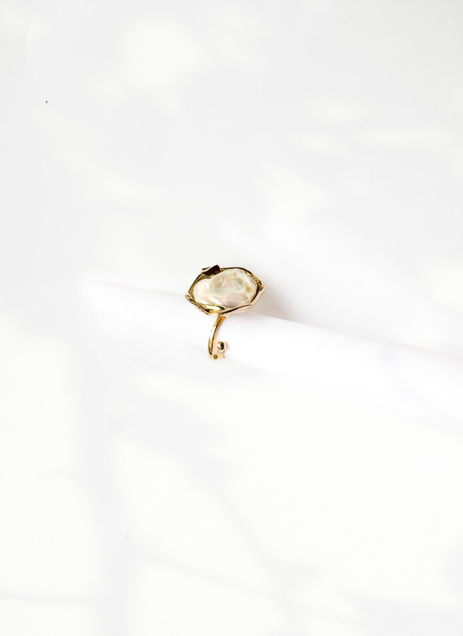 Brass & Baroque Pearl Inlay Ring // 06