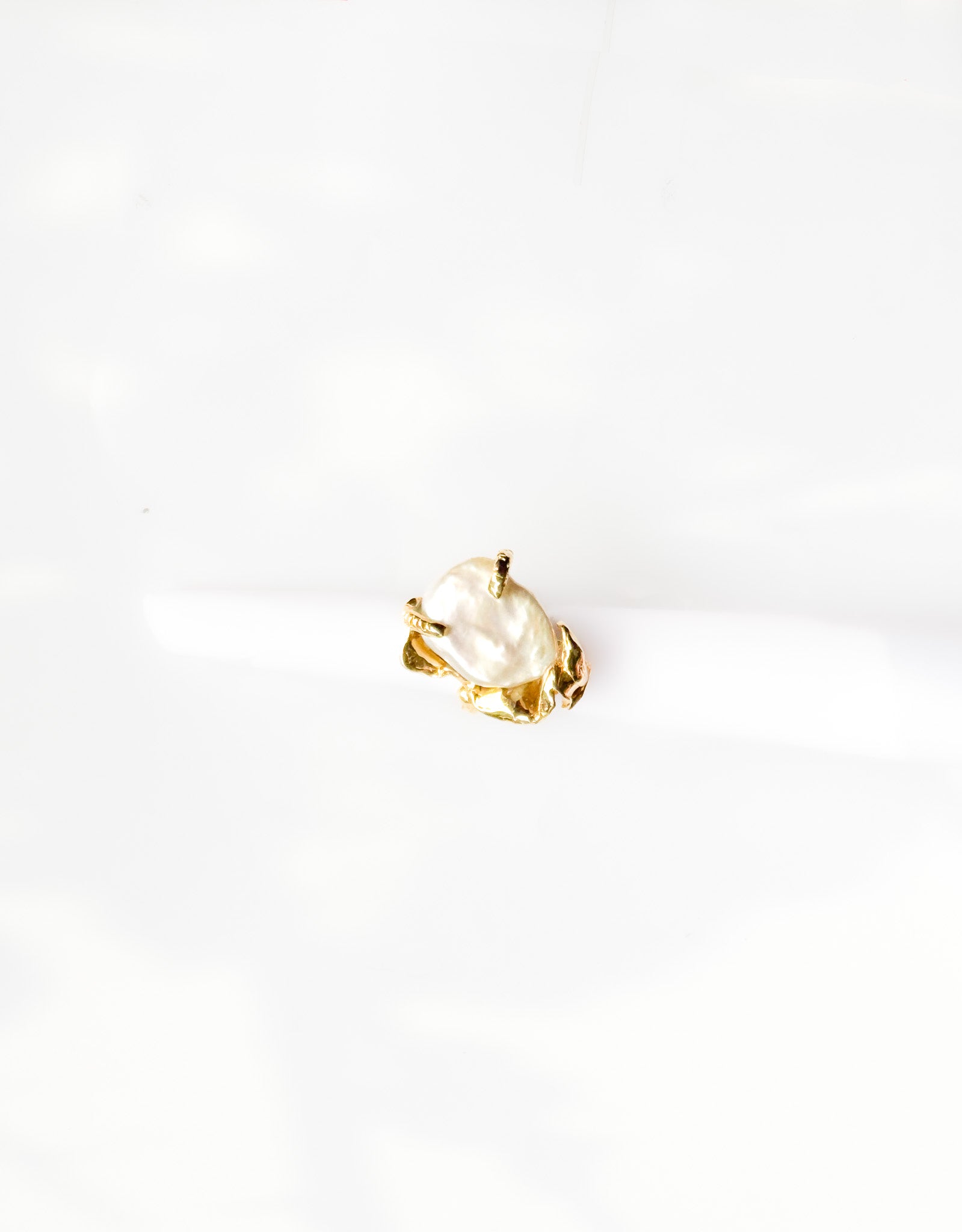 Brass & Baroque Pearl Inlay Ring // 07