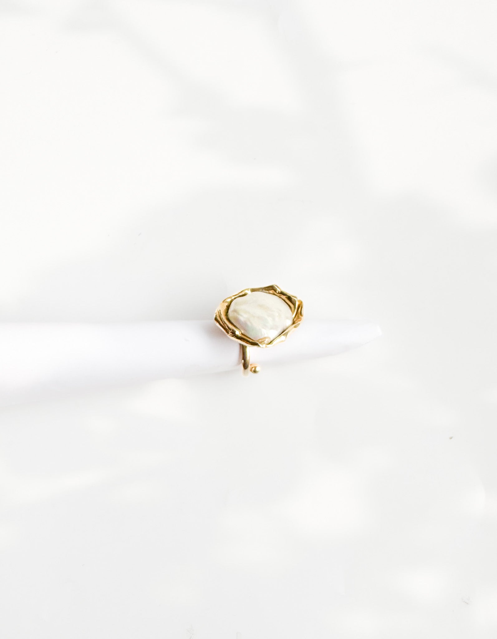 Brass & Baroque Pearl Inlay Ring // 08