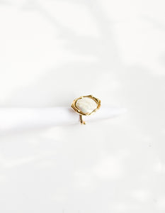 Brass & Baroque Pearl Inlay Ring // 08