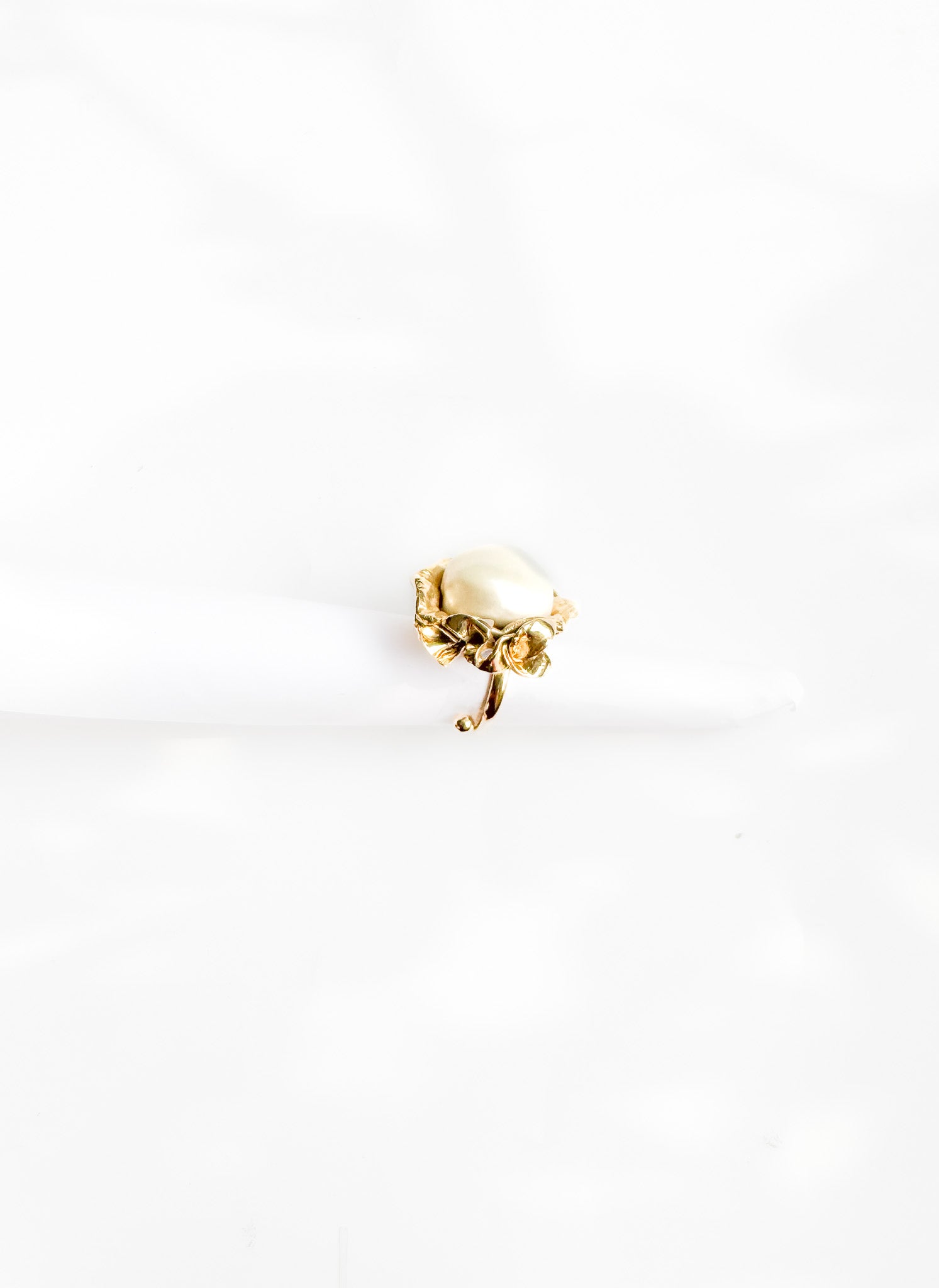 Brass & Baroque Pearl Inlay Ring // 10