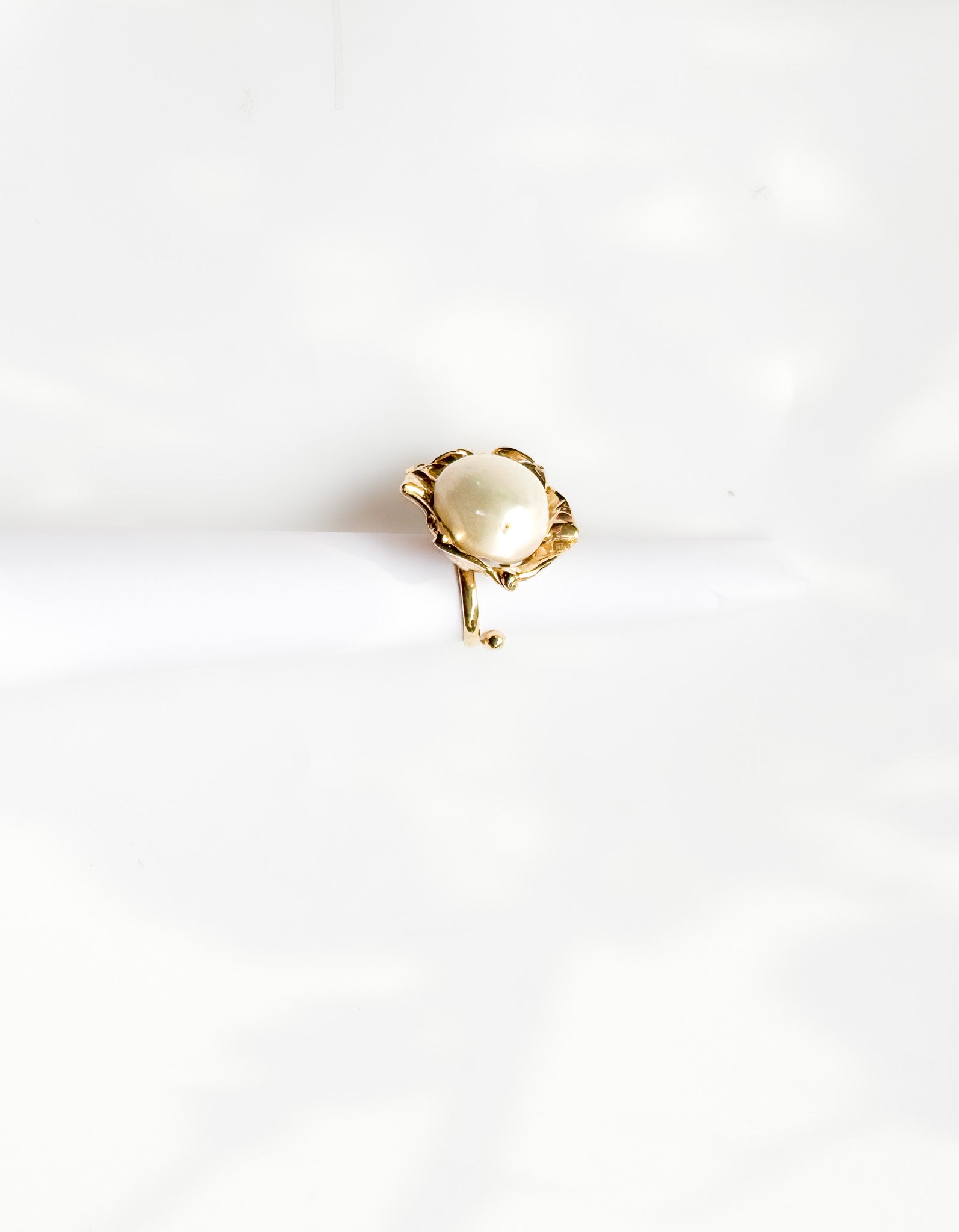 Brass & Baroque Pearl Inlay Ring // 10