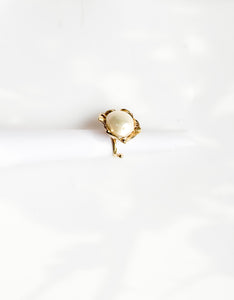 Brass & Baroque Pearl Inlay Ring // 10