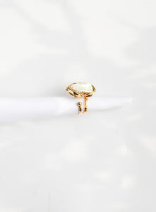 Brass & Baroque Pearl Inlay Ring // 11