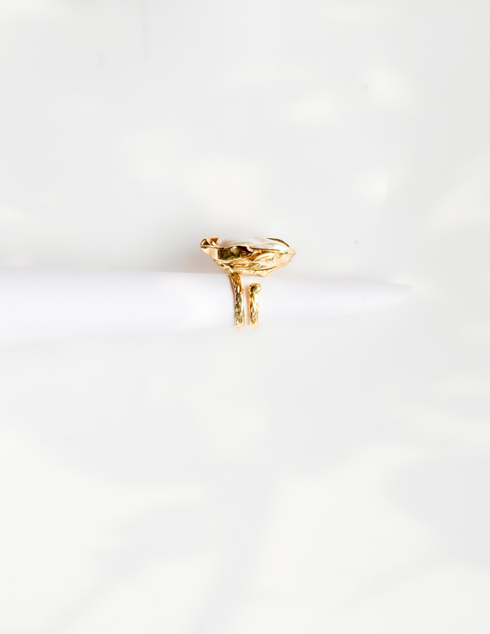 Brass & Baroque Pearl Inlay Ring // 11