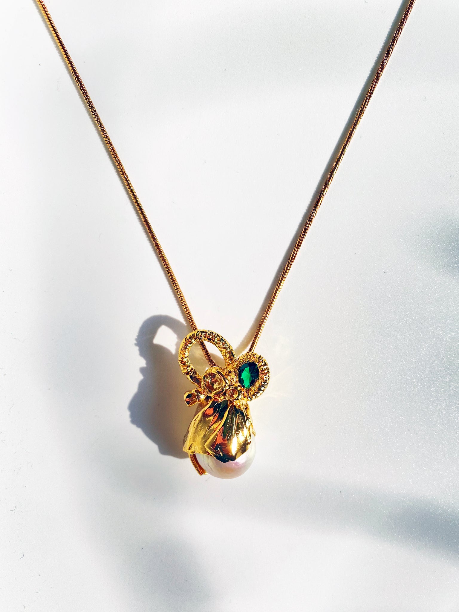 Baroque Pearl Bow Pendant