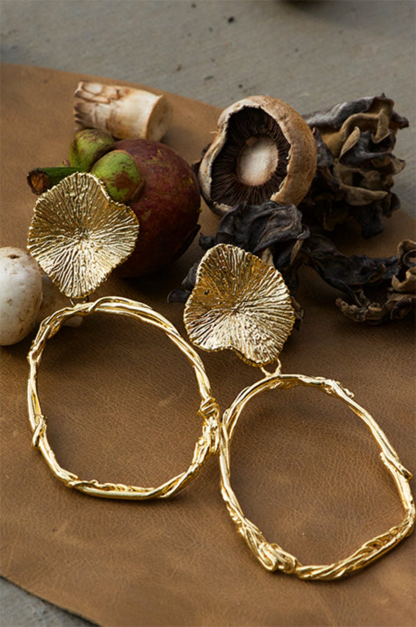 oxidized silver floral hoop earrings