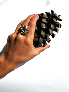 Pearl ring studio metallurgy handcrafted artisinal jewelry