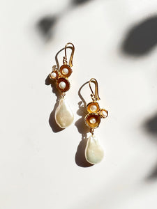 Ivory gold collection keshi pearl barncle earrings  studio metallurgy